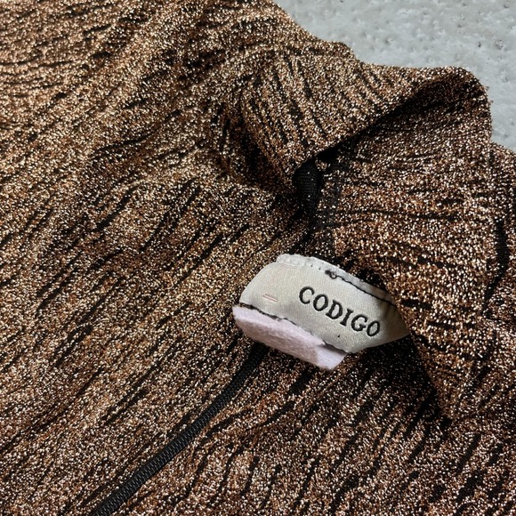 Codigo Gold Metallic Romper Long Sleeve Mock Neck Size Small - Picture 4 of 7
